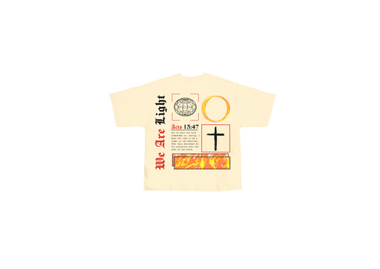 BEIGE WE ARE LIGHT GRAPHIC OVERSIZED TEE